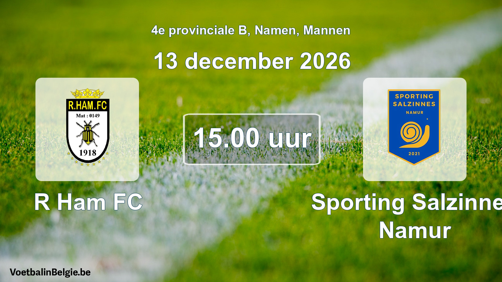 Geplande wedstrijd mannenvoetbal: R Ham FC - Sporting Salzinnes Namur (13 december 2026)