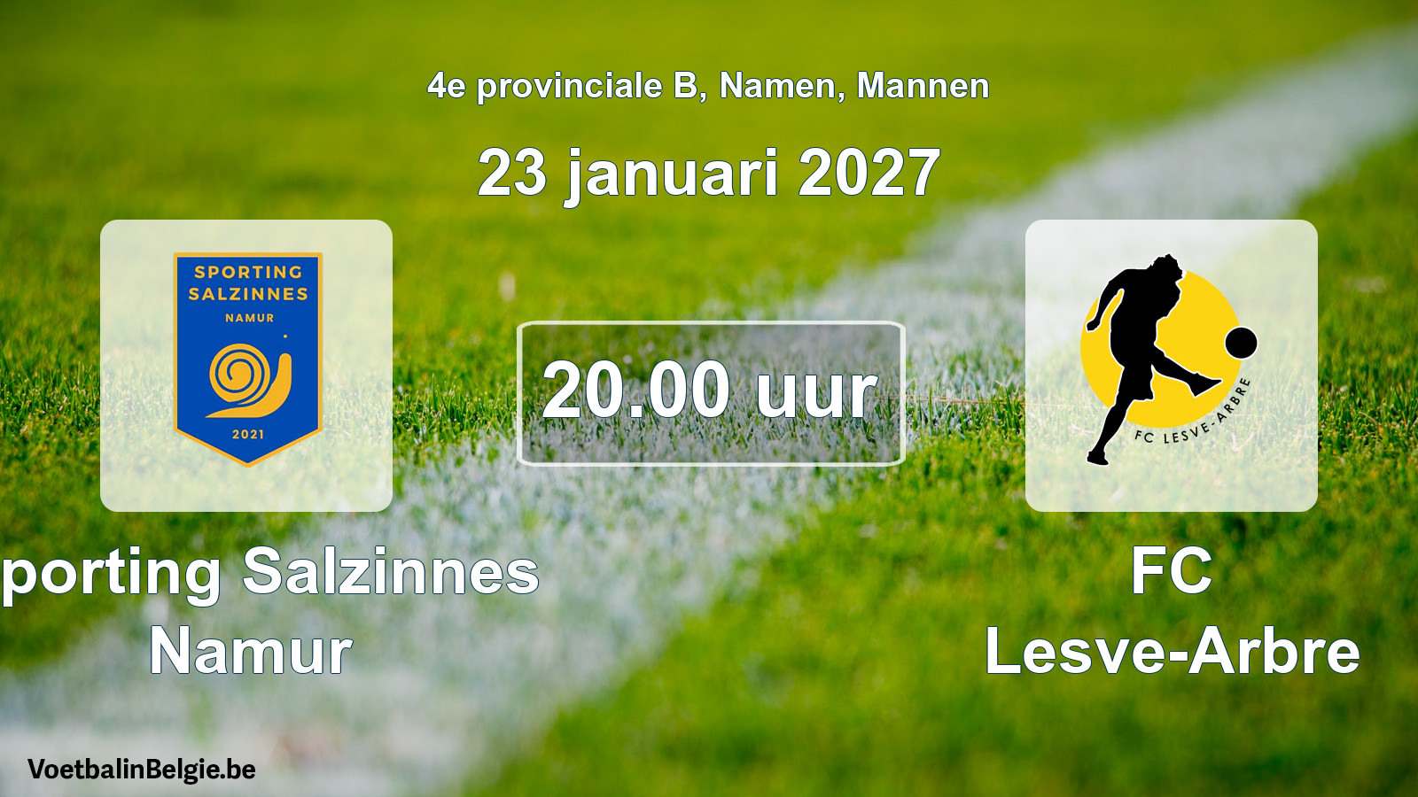 Geplande wedstrijd mannenvoetbal: Sporting Salzinnes Namur - FC Lesve-Arbre (23 januari 2027)