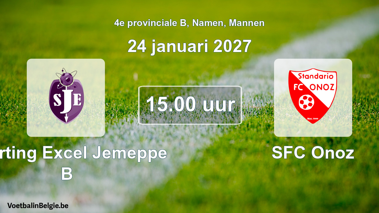 Geplande wedstrijd mannenvoetbal: Sporting Excel Jemeppe B - SFC Onoz (24 januari 2027)