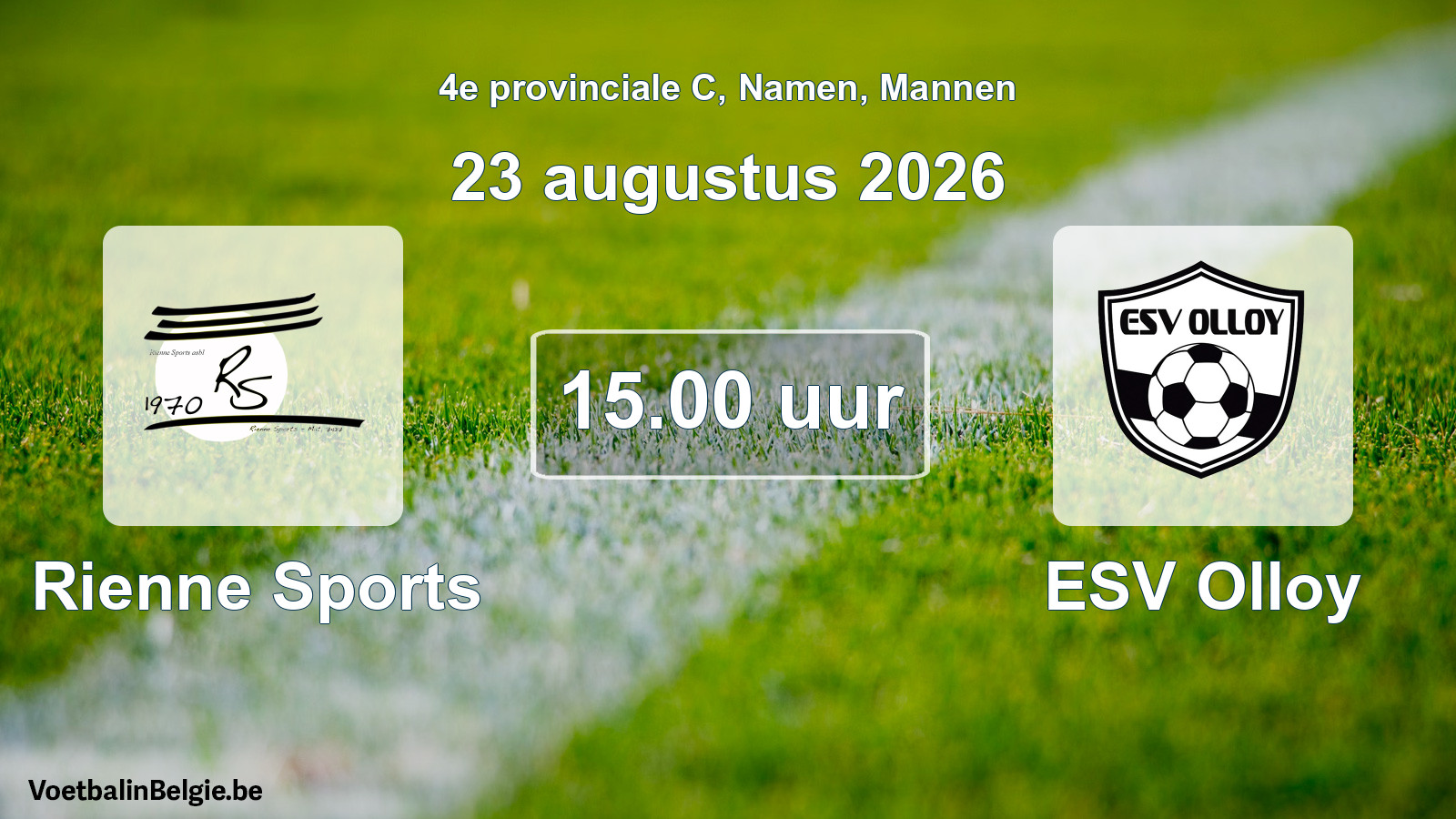 Geplande wedstrijd mannenvoetbal: Rienne Sports - ESV Olloy (23 augustus 2026)