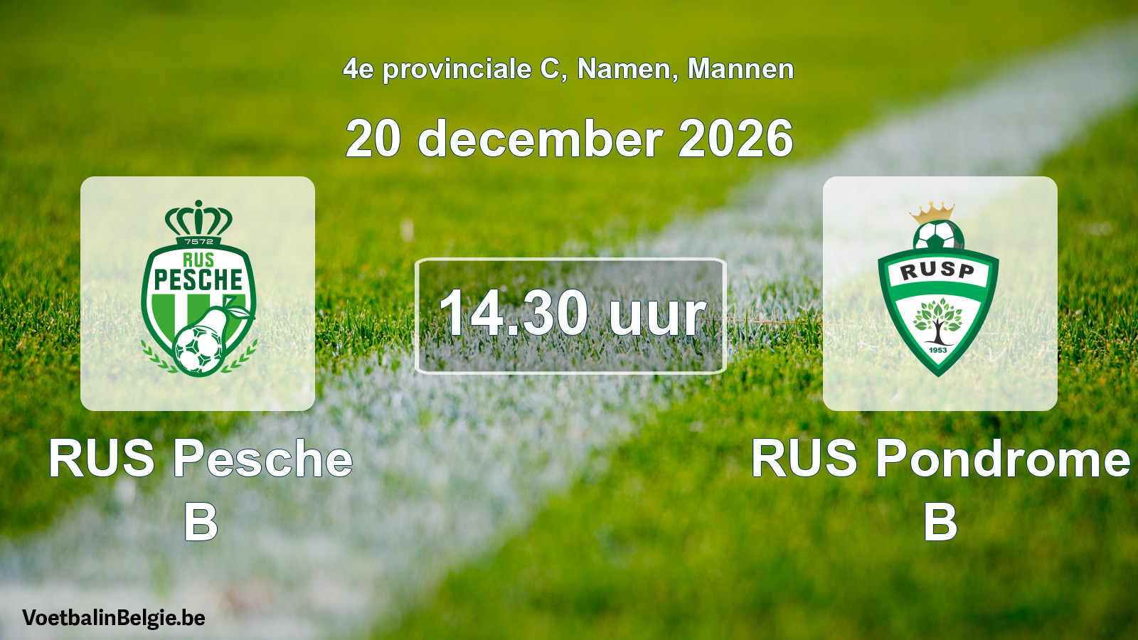 Geplande wedstrijd mannenvoetbal: RUS Pesche B - RUS Pondrome B (20 december 2026)