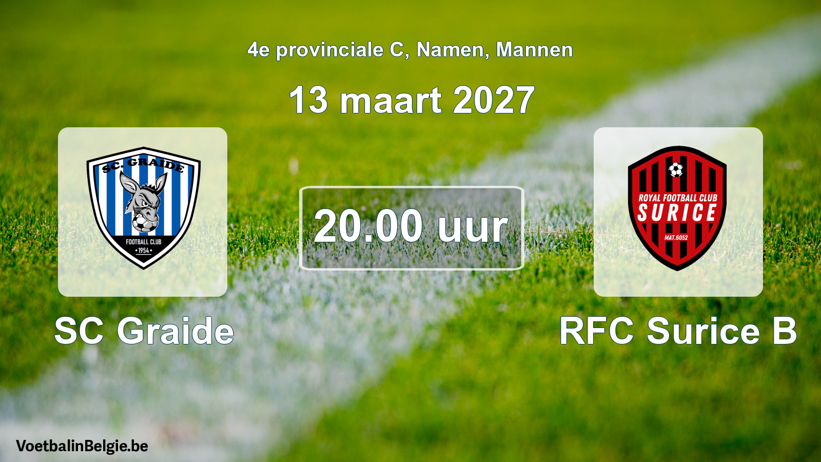 Geplande wedstrijd mannenvoetbal: SC Graide - RFC Surice B (13 maart 2027)