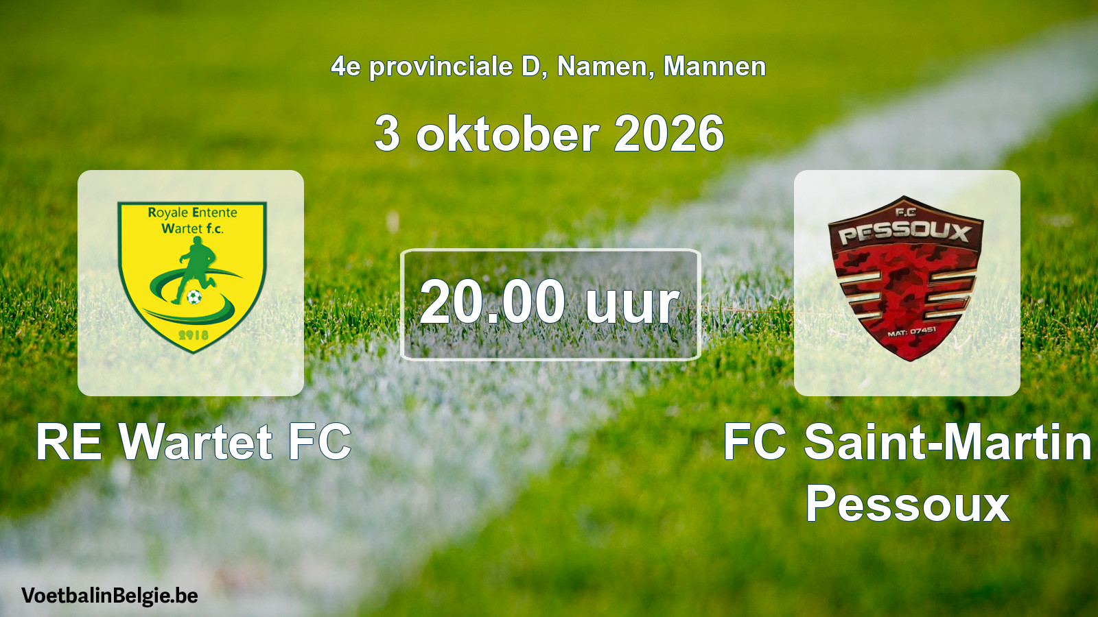 Geplande wedstrijd mannenvoetbal: RE Wartet FC - FC Saint-Martin Pessoux (3 oktober 2026)
