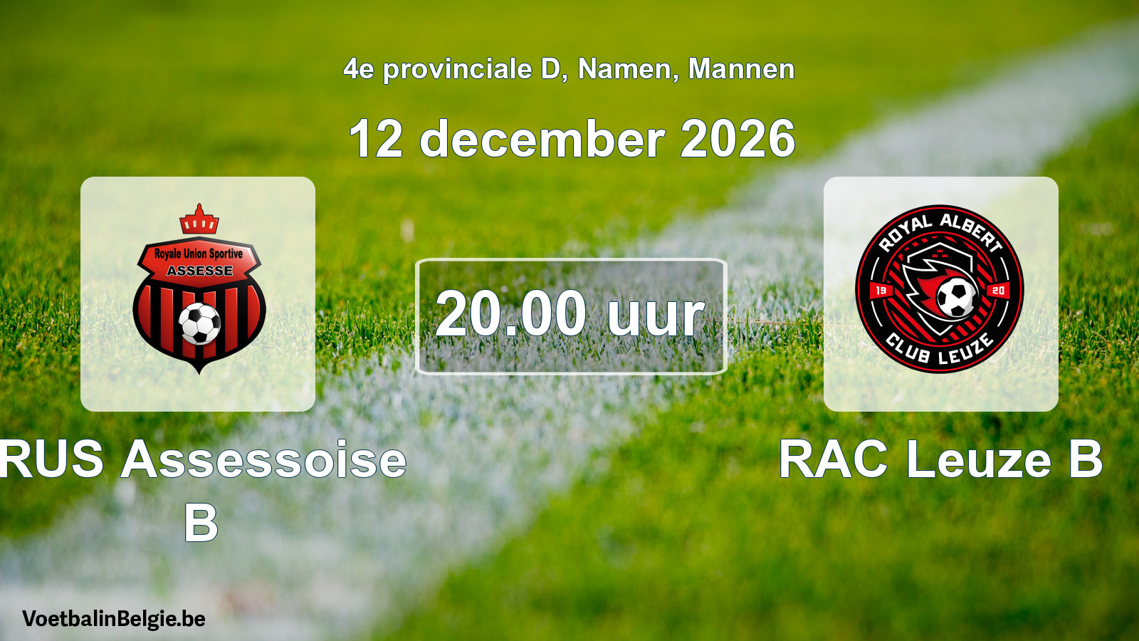 Geplande wedstrijd mannenvoetbal: RUS Assessoise B - RAC Leuze B (12 december 2026)