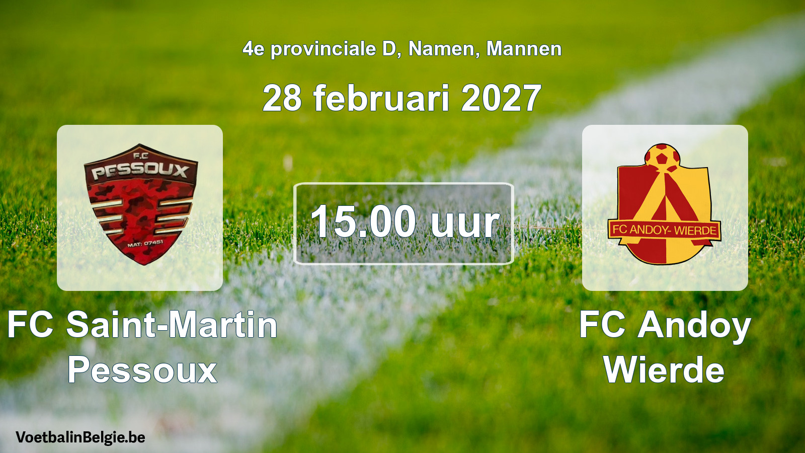 Geplande wedstrijd mannenvoetbal: FC Saint-Martin Pessoux - FC Andoy Wierde (28 februari 2027)