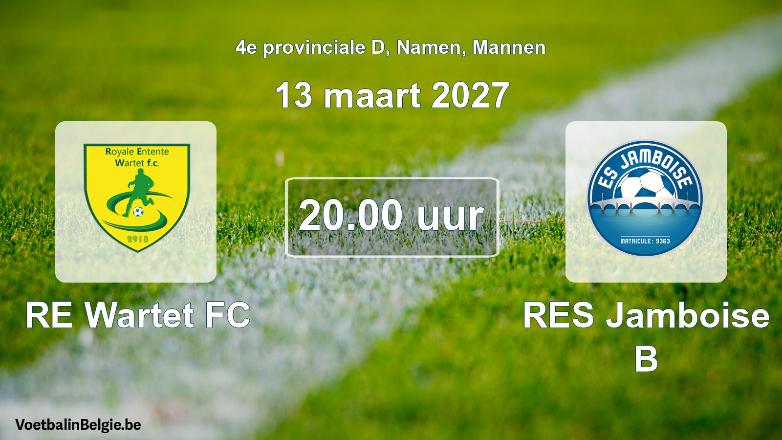 Geplande wedstrijd mannenvoetbal: RE Wartet FC - RES Jamboise B (13 maart 2027)