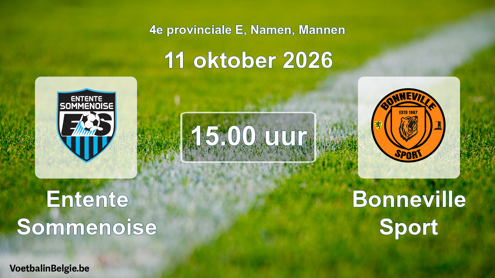 Geplande wedstrijd mannenvoetbal: Entente Sommenoise - Bonneville Sport (11 oktober 2026)