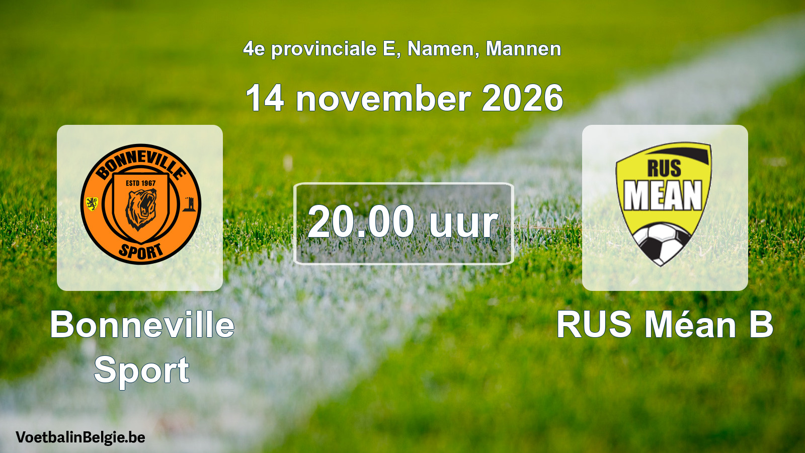 Geplande wedstrijd mannenvoetbal: Bonneville Sport - RUS Méan B (14 november 2026)