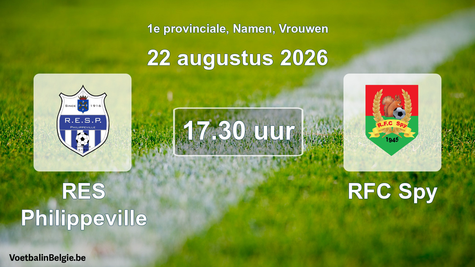 Geplande wedstrijd vrouwenvoetbal: RES Philippeville - RFC Spy (22 augustus 2026)