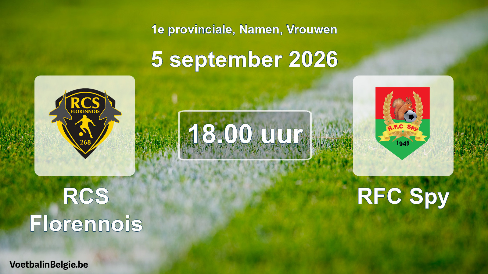 Geplande wedstrijd vrouwenvoetbal: RCS Florennois - RFC Spy (5 september 2026)