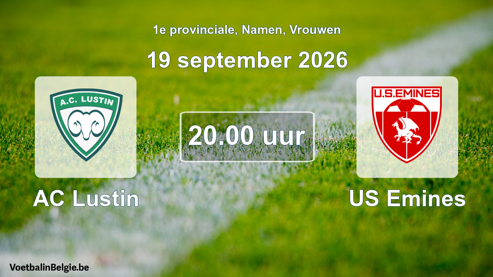Geplande wedstrijd vrouwenvoetbal: AC Lustin - US Emines (19 september 2026)