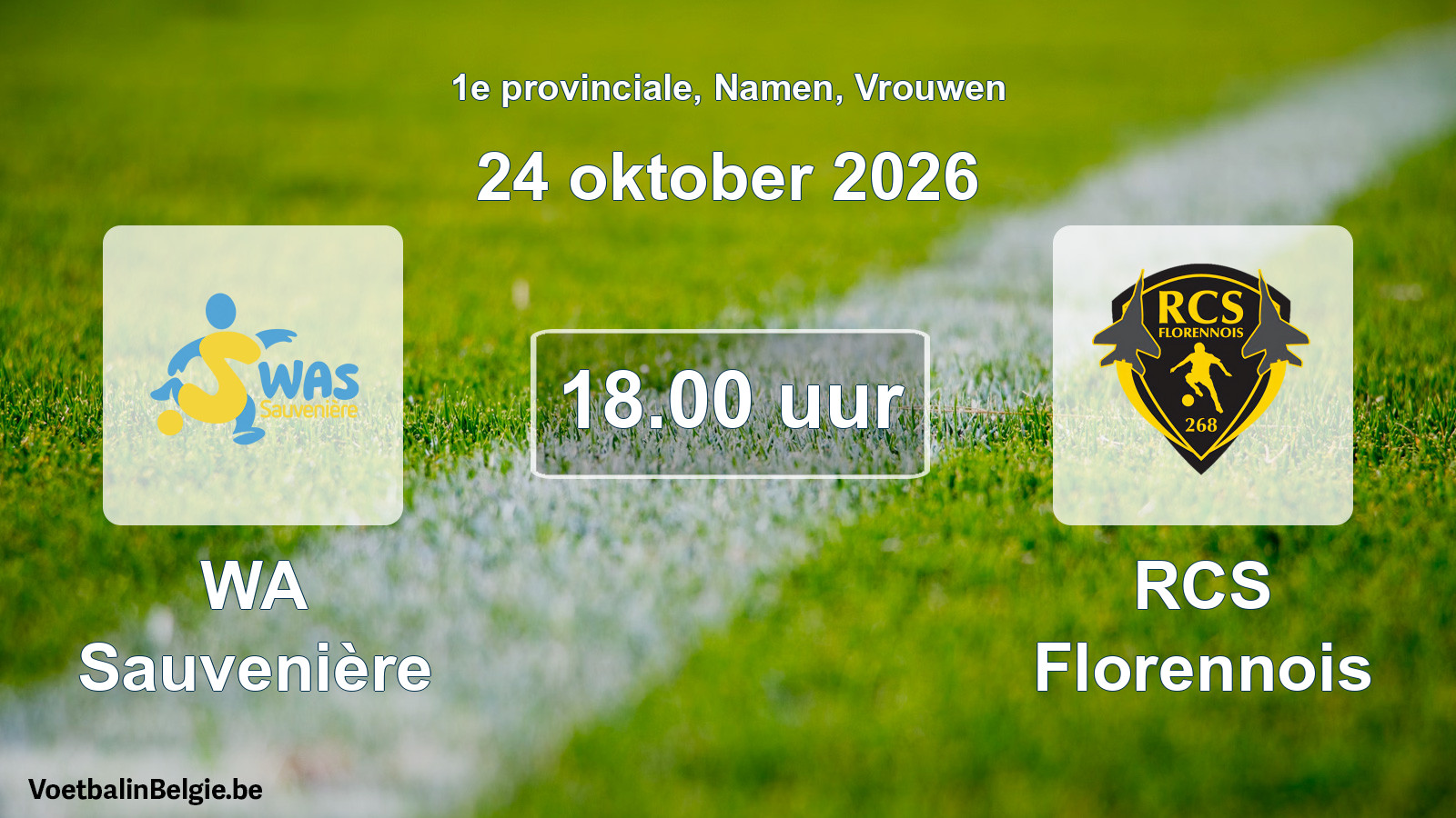 Geplande wedstrijd vrouwenvoetbal: WA Sauvenière - RCS Florennois (24 oktober 2026)