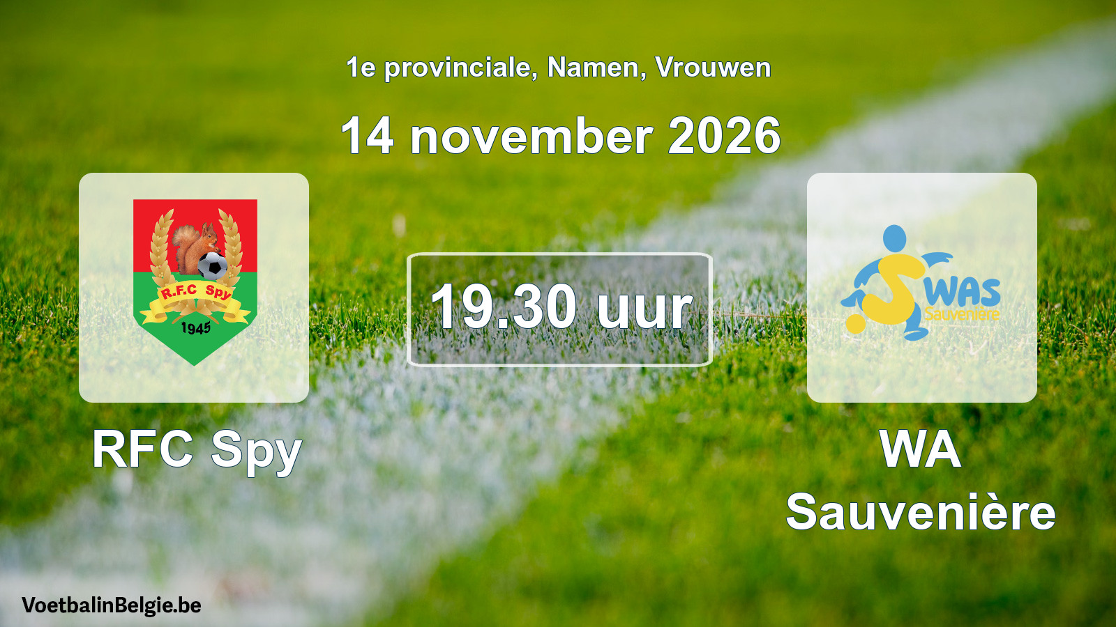 Geplande wedstrijd vrouwenvoetbal: RFC Spy - WA Sauvenière (14 november 2026)