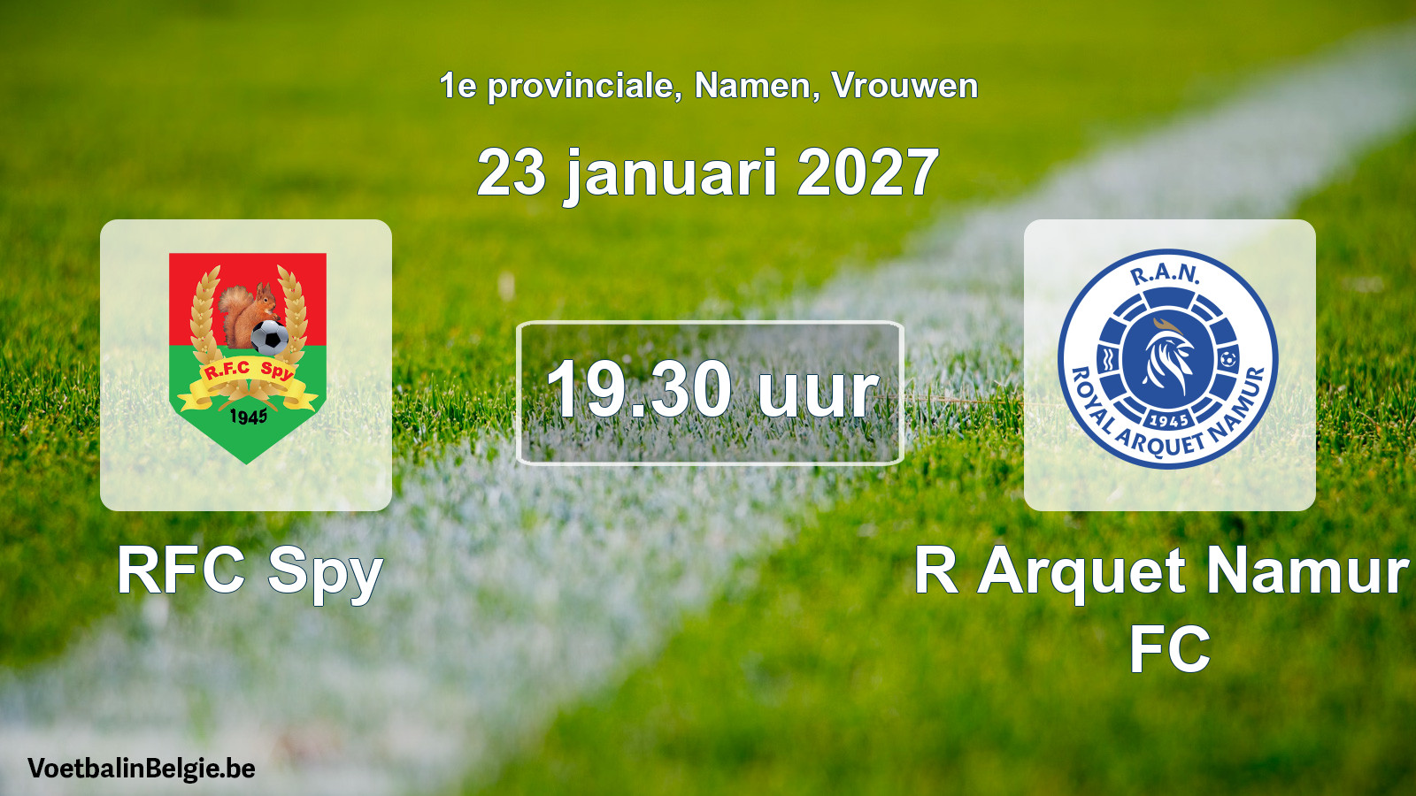 Geplande wedstrijd vrouwenvoetbal: RFC Spy - R Arquet Namur FC (23 januari 2027)