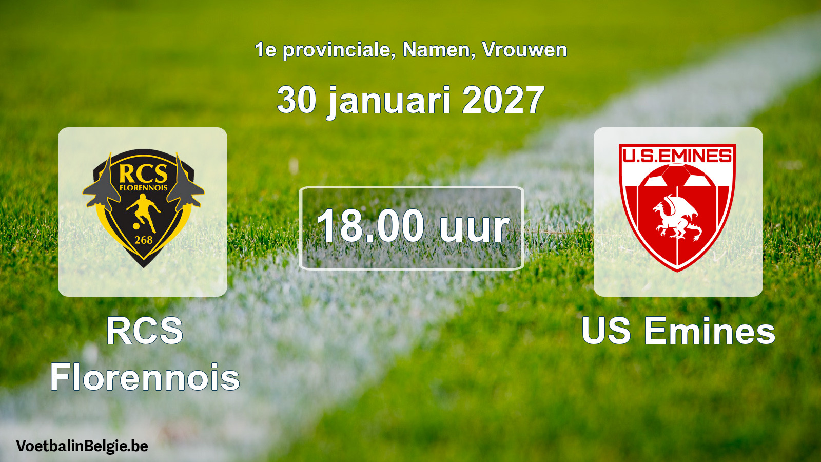 Geplande wedstrijd vrouwenvoetbal: RCS Florennois - US Emines (30 januari 2027)