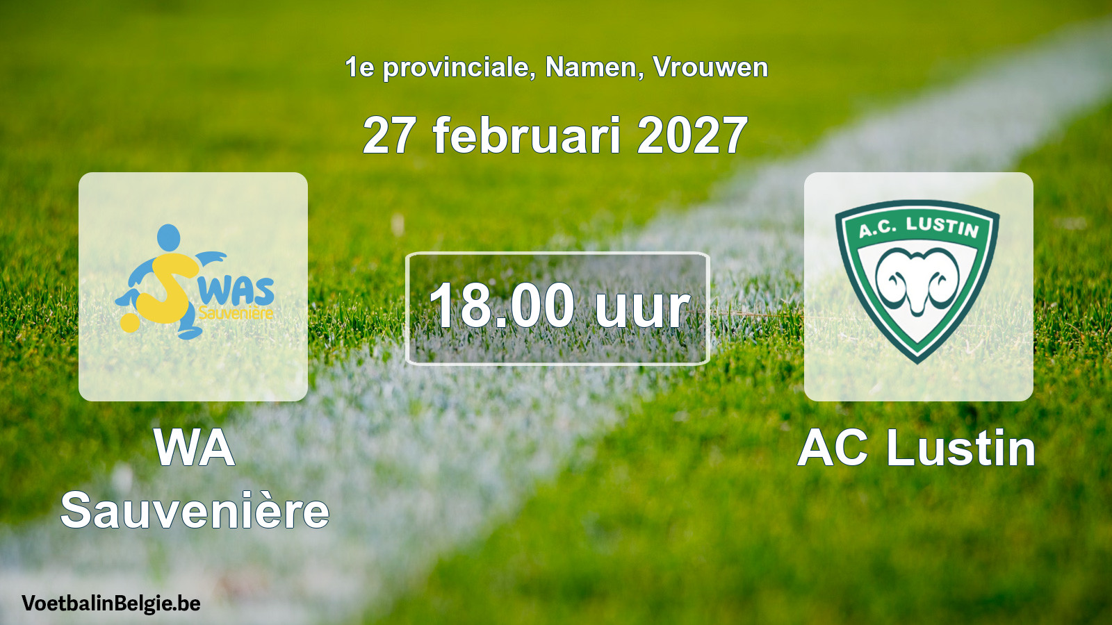 Geplande wedstrijd vrouwenvoetbal: WA Sauvenière - AC Lustin (27 februari 2027)