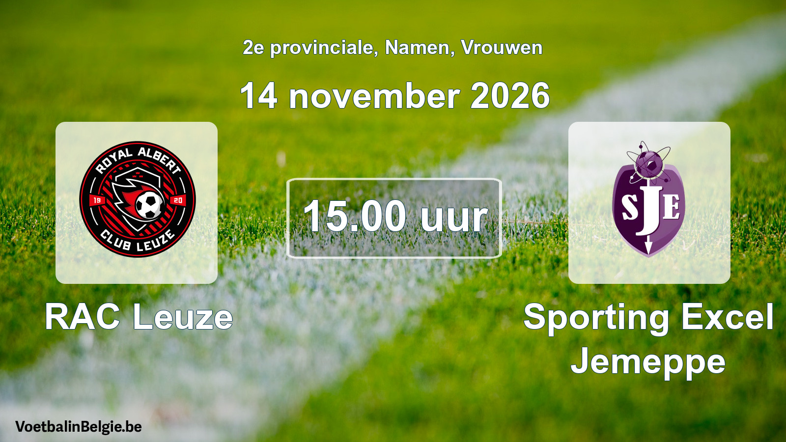 Match prévu football femmes: RAC Leuze - Sporting Excel Jemeppe (14 novembre 2026)