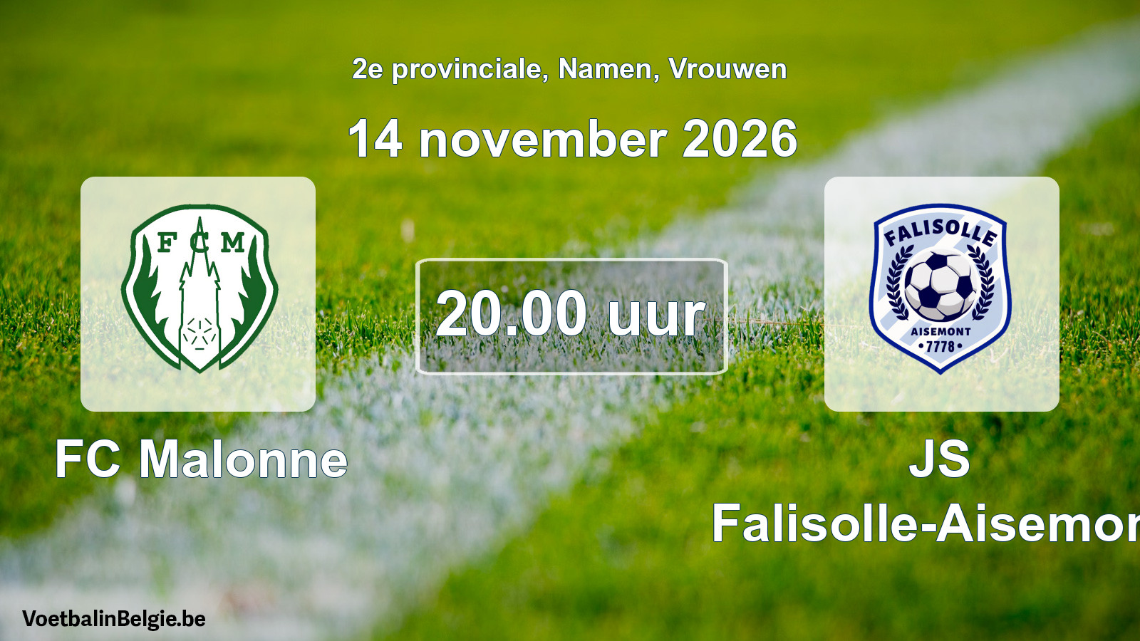 Geplande wedstrijd vrouwenvoetbal: FC Malonne - JS Falisolle-Aisemont (14 november 2026)