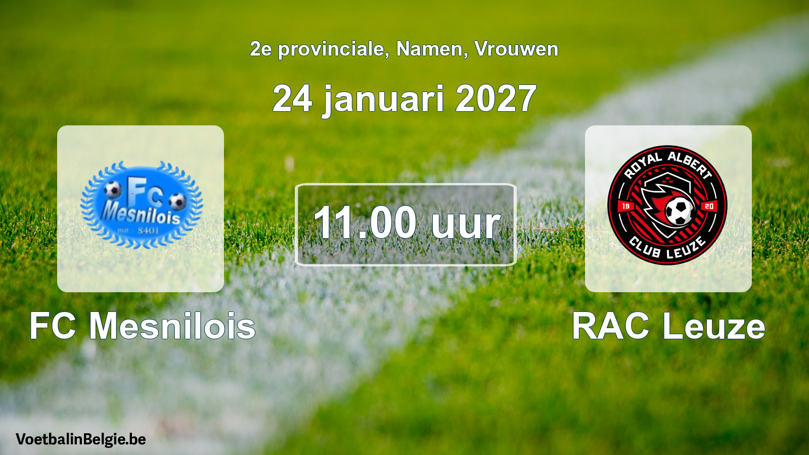 Geplande wedstrijd vrouwenvoetbal: FC Mesnilois - RAC Leuze (24 januari 2027)