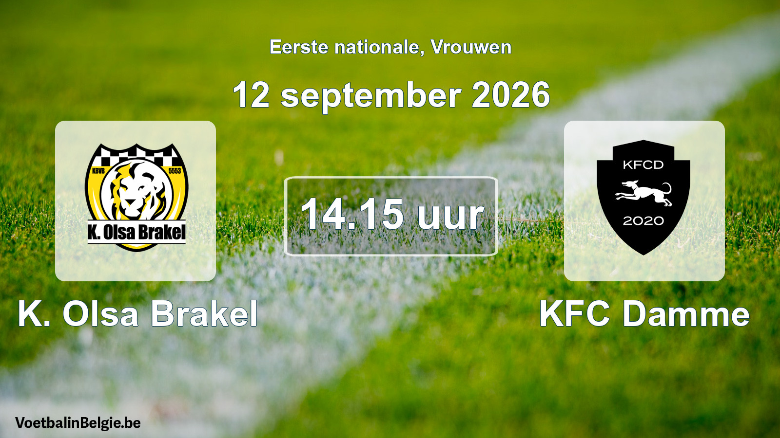 Scheduled match women football: K. Olsa Brakel - KFC Damme (12 September 2026)