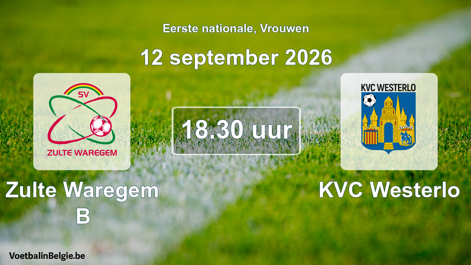 Scheduled match women football: Zulte Waregem B - KVC Westerlo (12 September 2026)