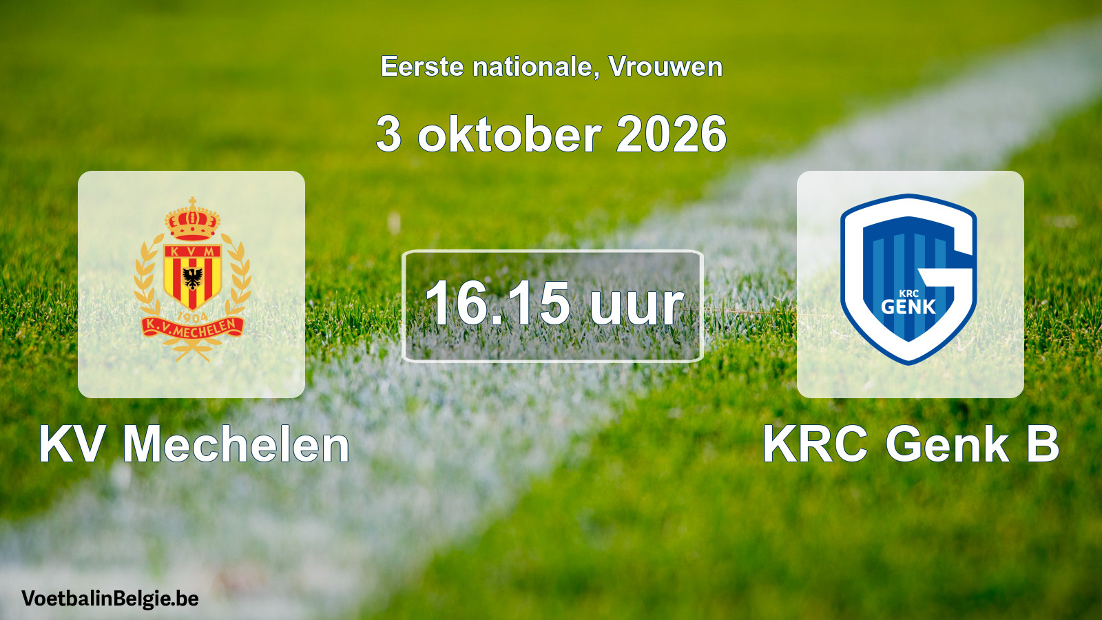 Match prévu football femmes: KV Mechelen - KRC Genk B (3 octobre 2026)