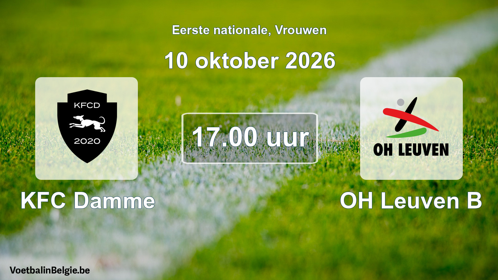 Match prévu football femmes: KFC Damme - OH Leuven B (10 octobre 2026)