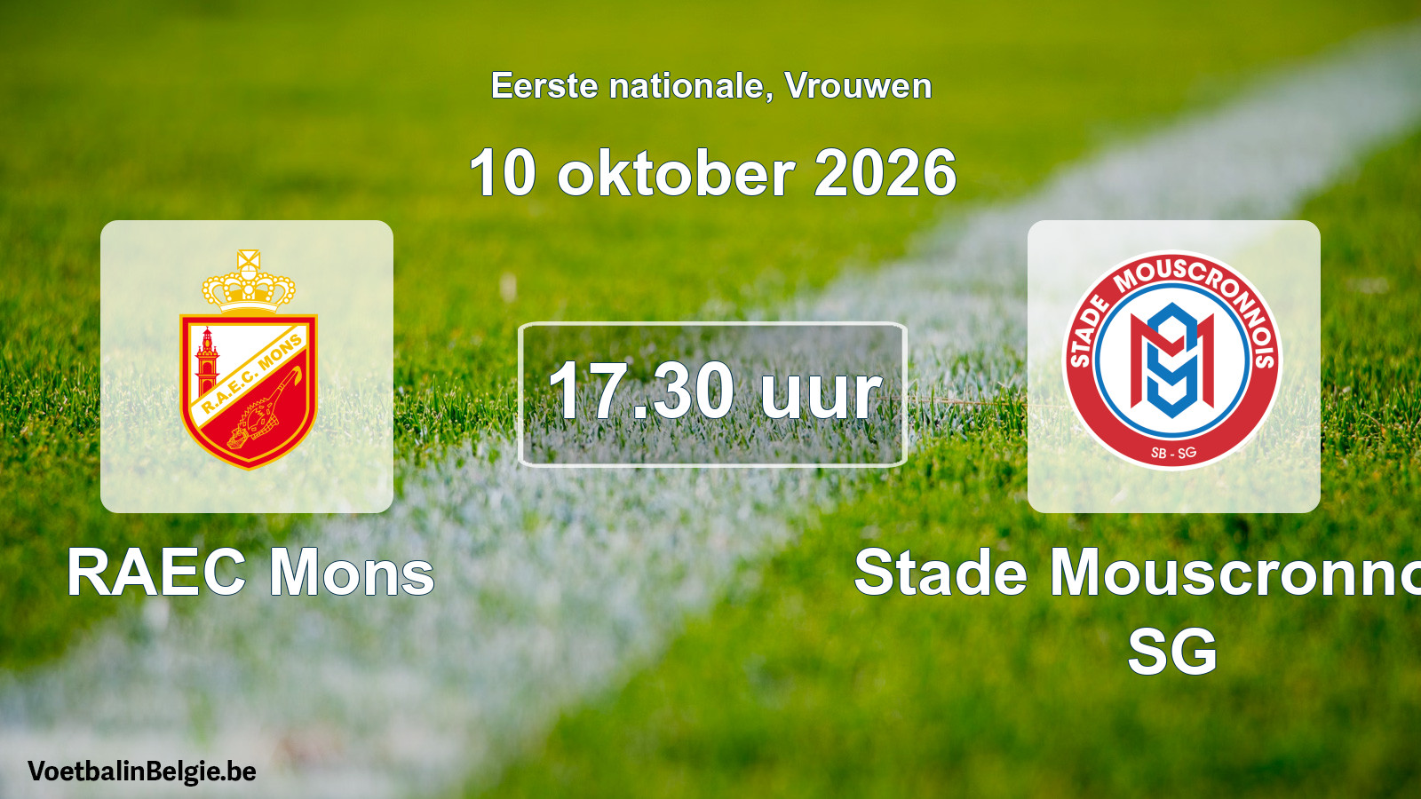 Match prévu football femmes: RAEC Mons - Stade Mouscronnois SG (10 octobre 2026)