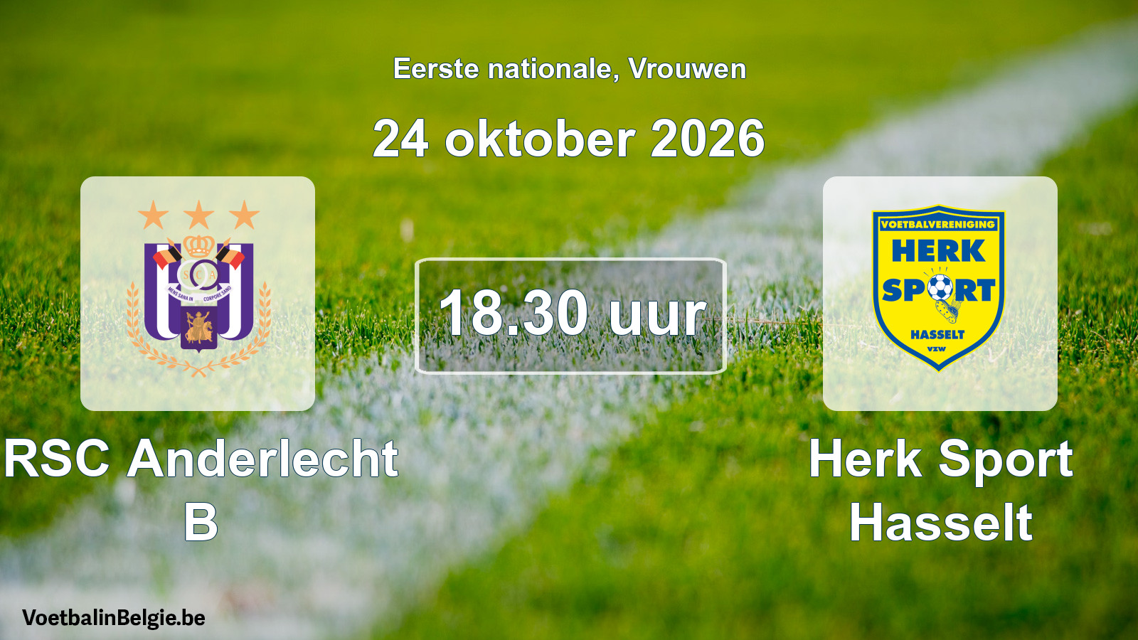 Match prévu football femmes: RSC Anderlecht B - Herk Sport Hasselt (24 octobre 2026)