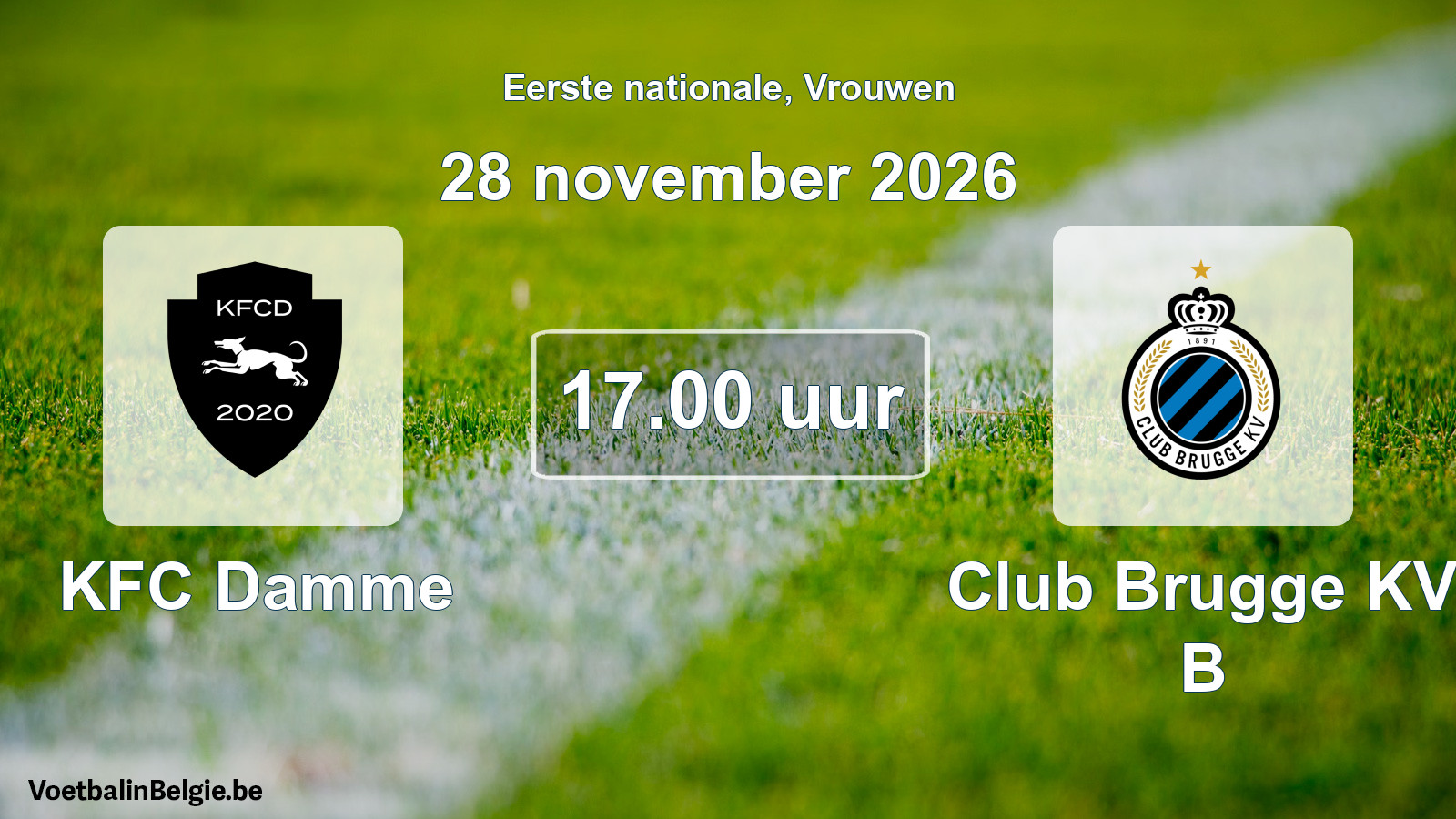 Scheduled match women football: KFC Damme - Club Brugge KV B (28 November 2026)
