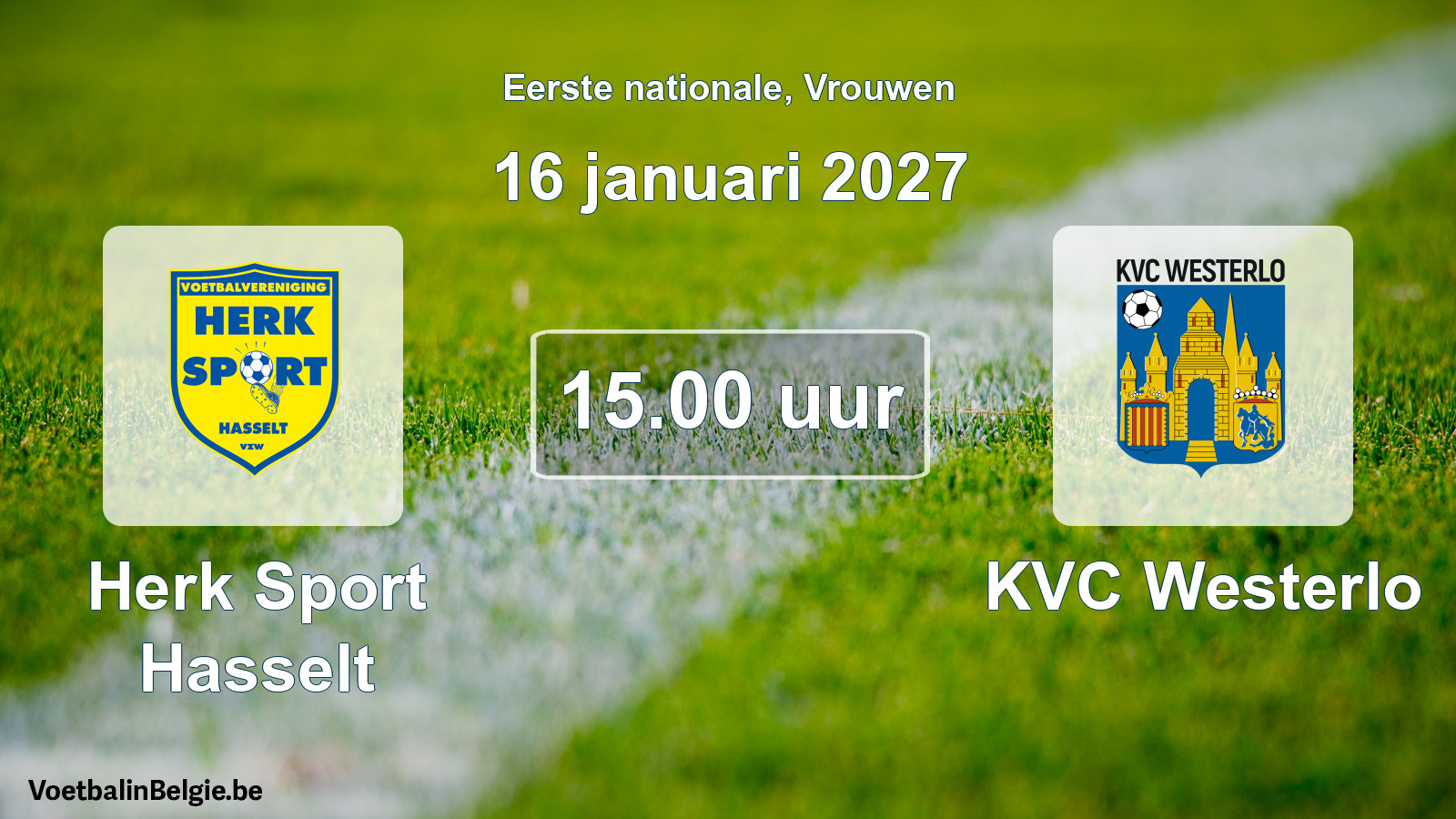 Scheduled match women football: Herk Sport Hasselt - KVC Westerlo (16 January 2027)