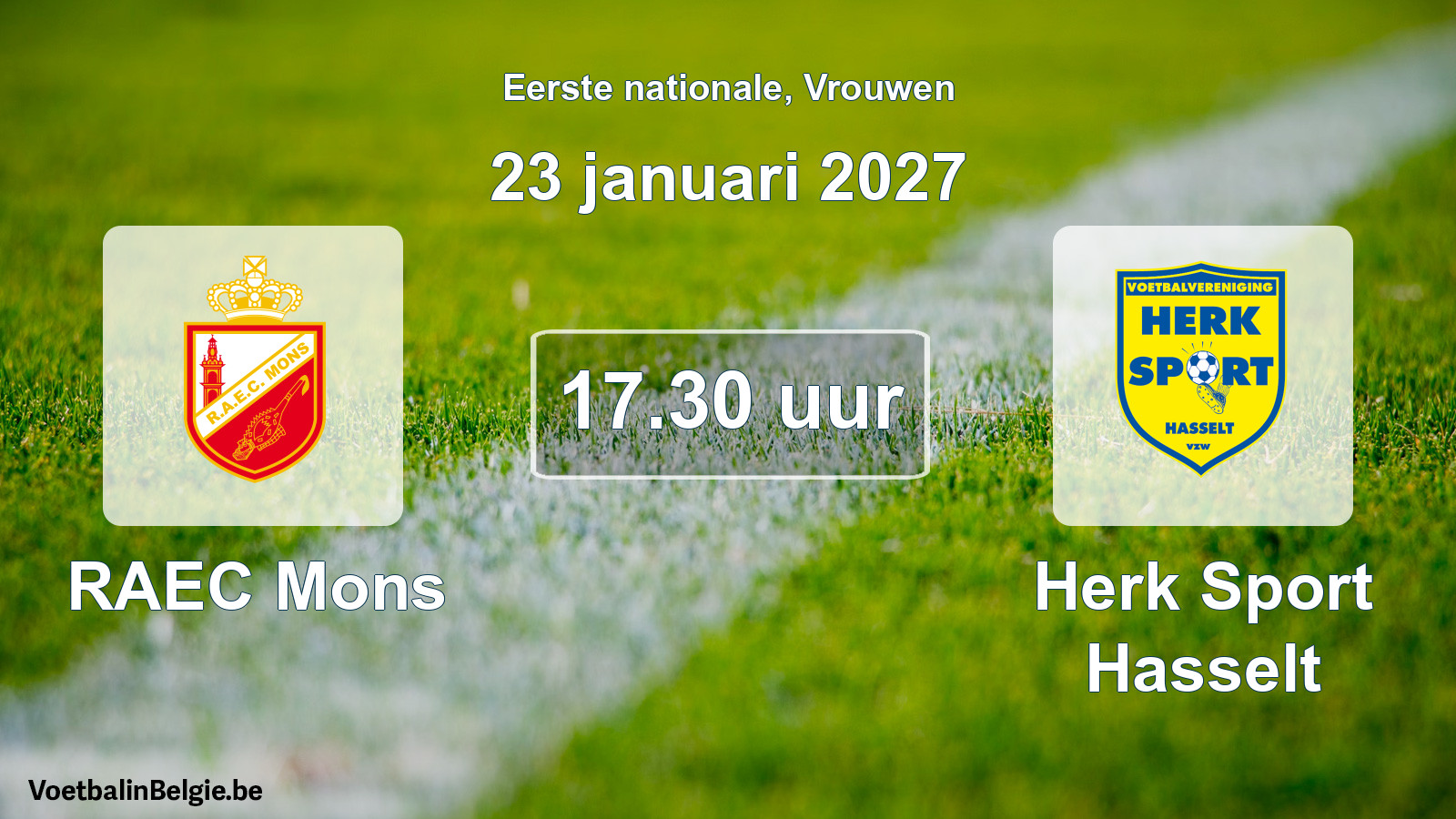 Match prévu football femmes: RAEC Mons - Herk Sport Hasselt (23 janvier 2027)