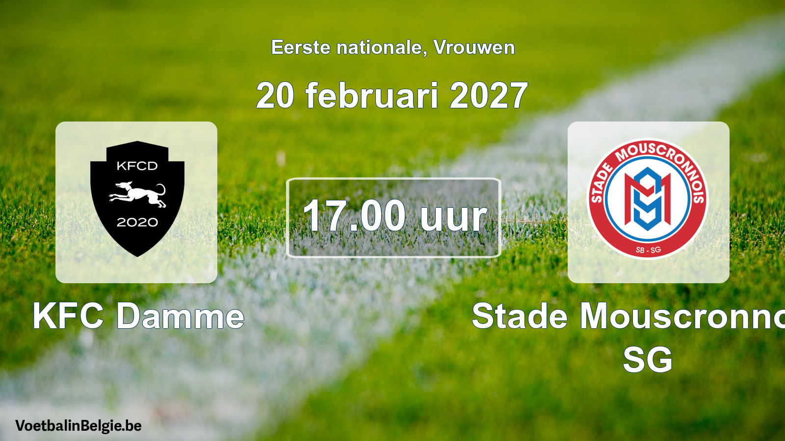 Scheduled match women football: KFC Damme - Stade Mouscronnois SG (20 February 2027)
