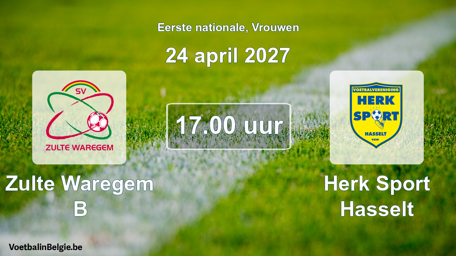 Scheduled match women football: Zulte Waregem B - Herk Sport Hasselt (24 April 2027)
