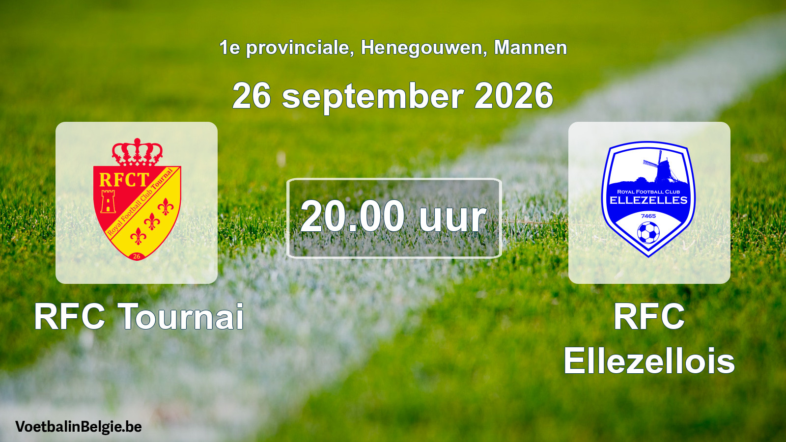 Geplande wedstrijd mannenvoetbal: RFC Tournai - RFC Ellezellois (26 september 2026)