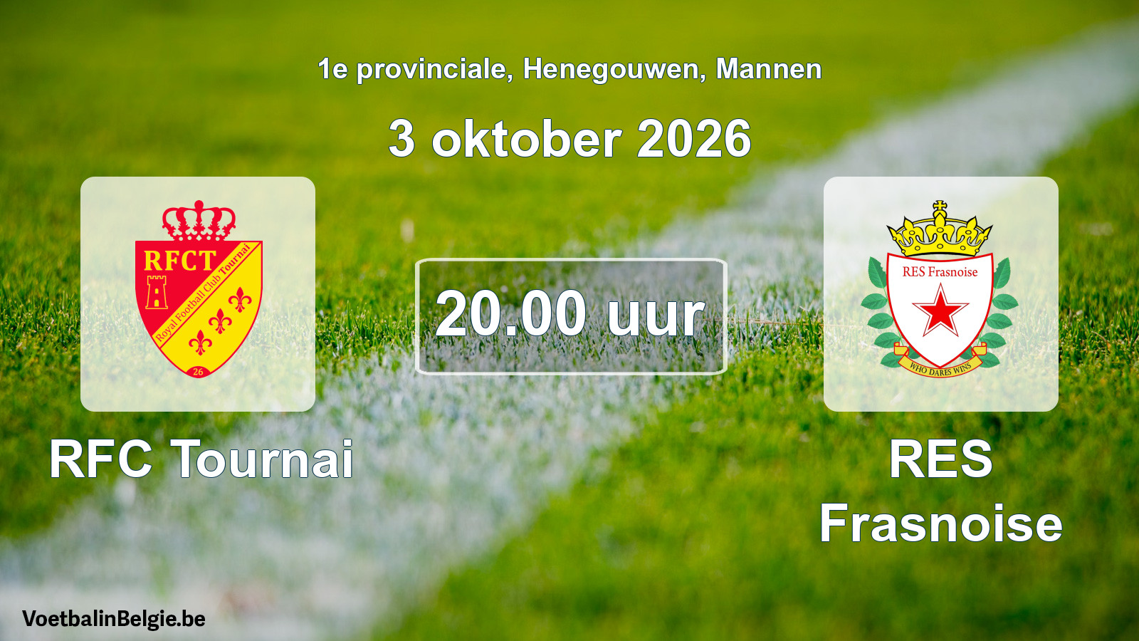 Geplande wedstrijd mannenvoetbal: RFC Tournai - RES Frasnoise (3 oktober 2026)