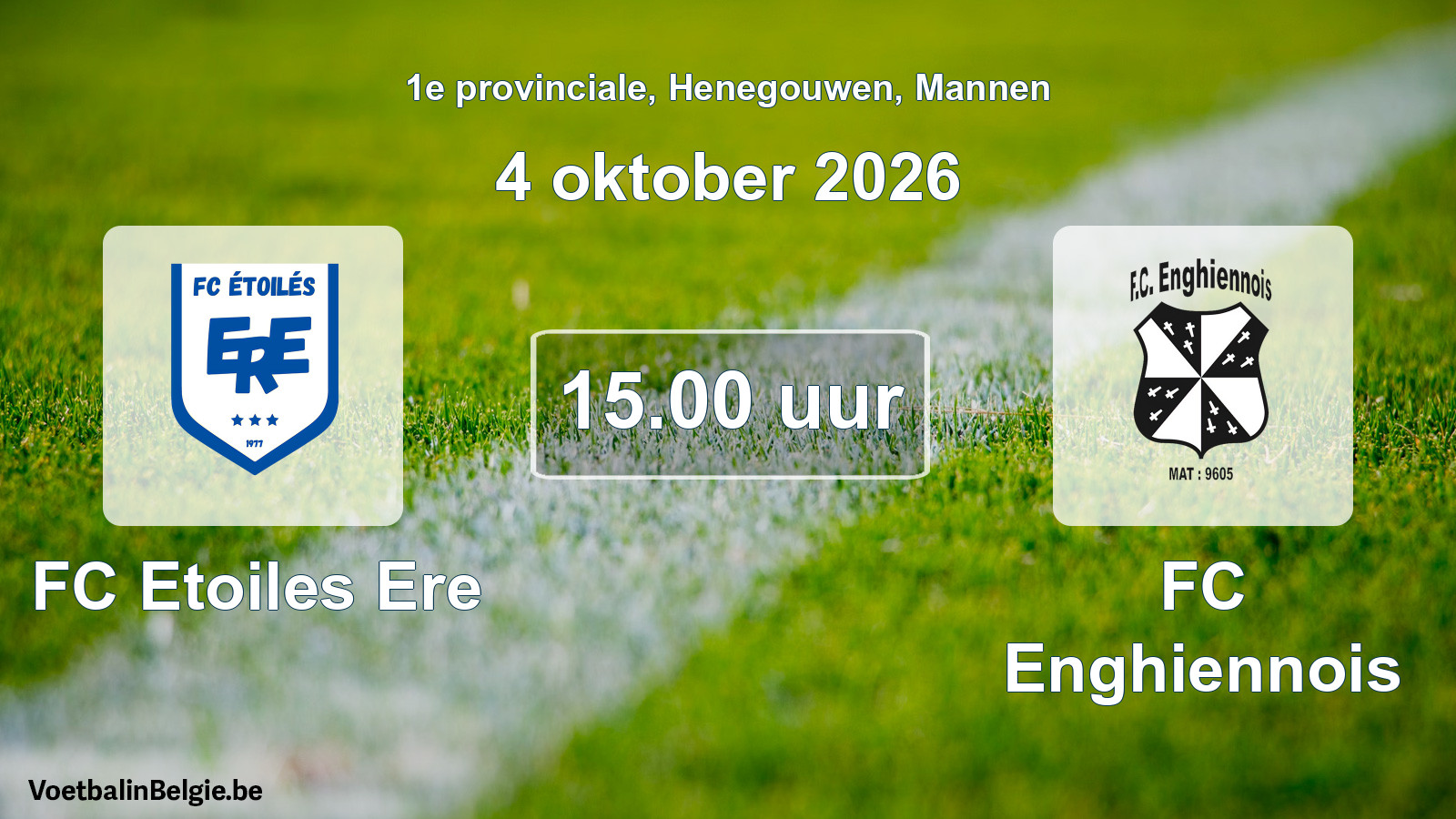 Geplande wedstrijd mannenvoetbal: FC Etoiles Ere - FC Enghiennois (4 oktober 2026)