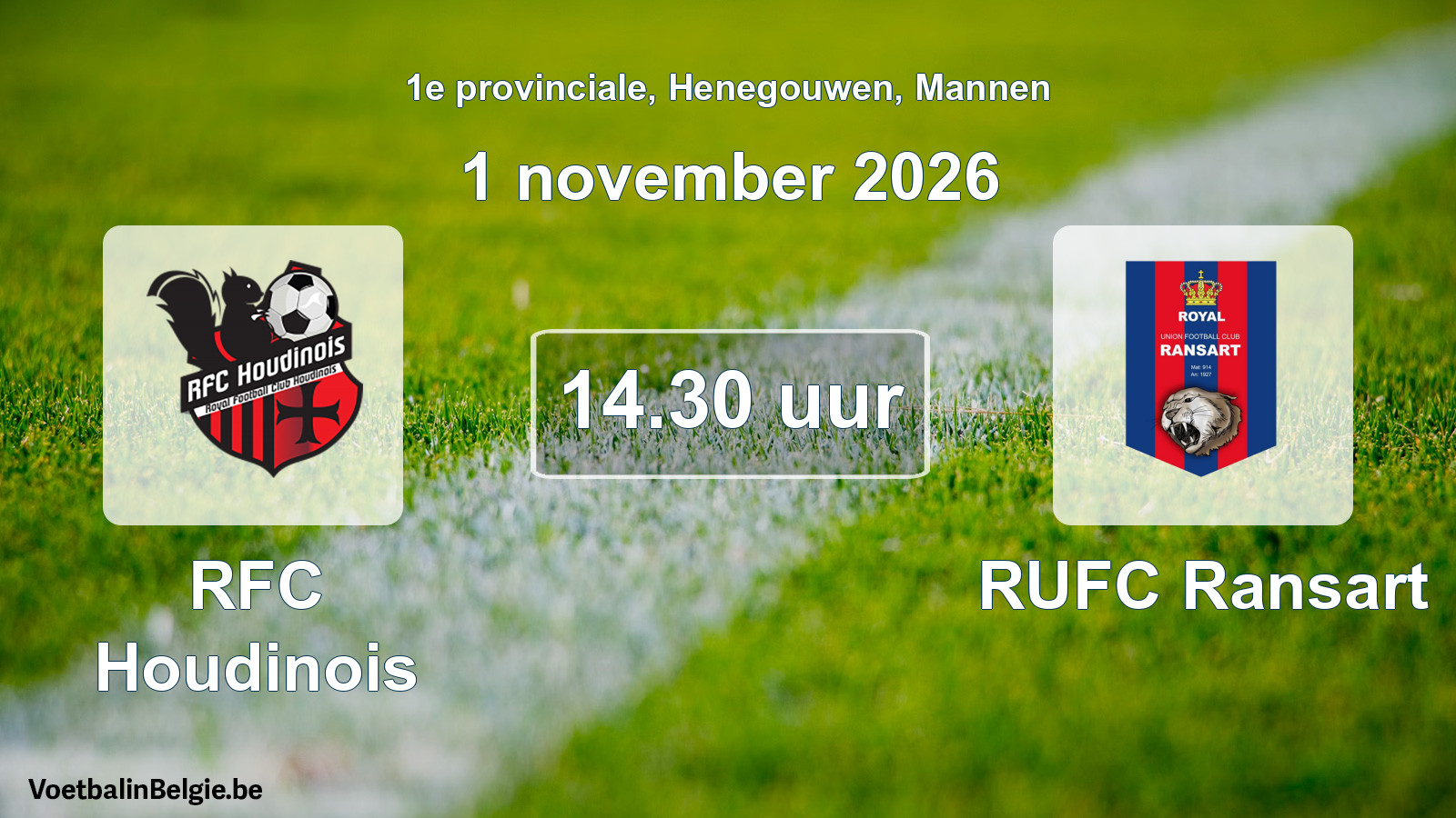 Geplande wedstrijd mannenvoetbal: RFC Houdinois - RUFC Ransart (1 november 2026)