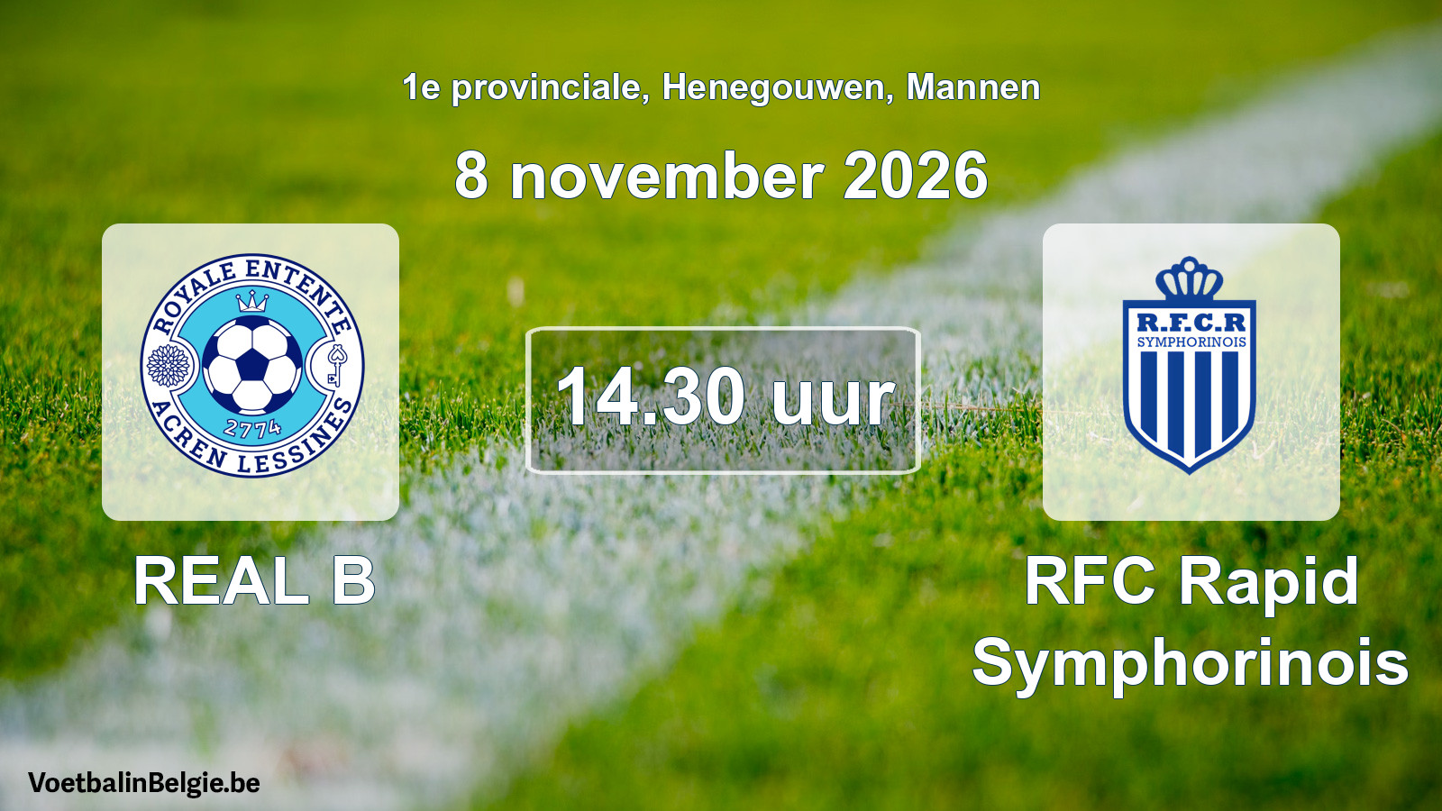 Geplande wedstrijd mannenvoetbal: REAL B - RFC Rapid Symphorinois (8 november 2026)