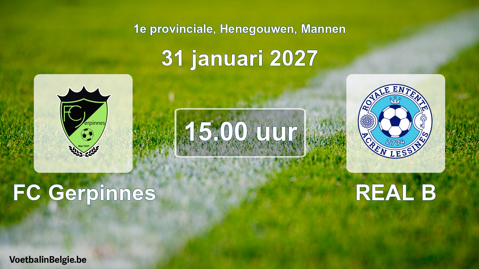 Geplande wedstrijd mannenvoetbal: FC Gerpinnes - REAL B (31 januari 2027)