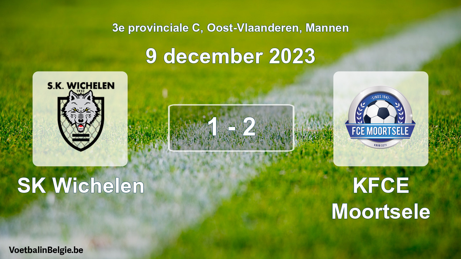 Gespeelde wedstrijd mannenvoetbal: SK Wichelen - KFCE Moortsele 1 - 2 (9 december 2023)
