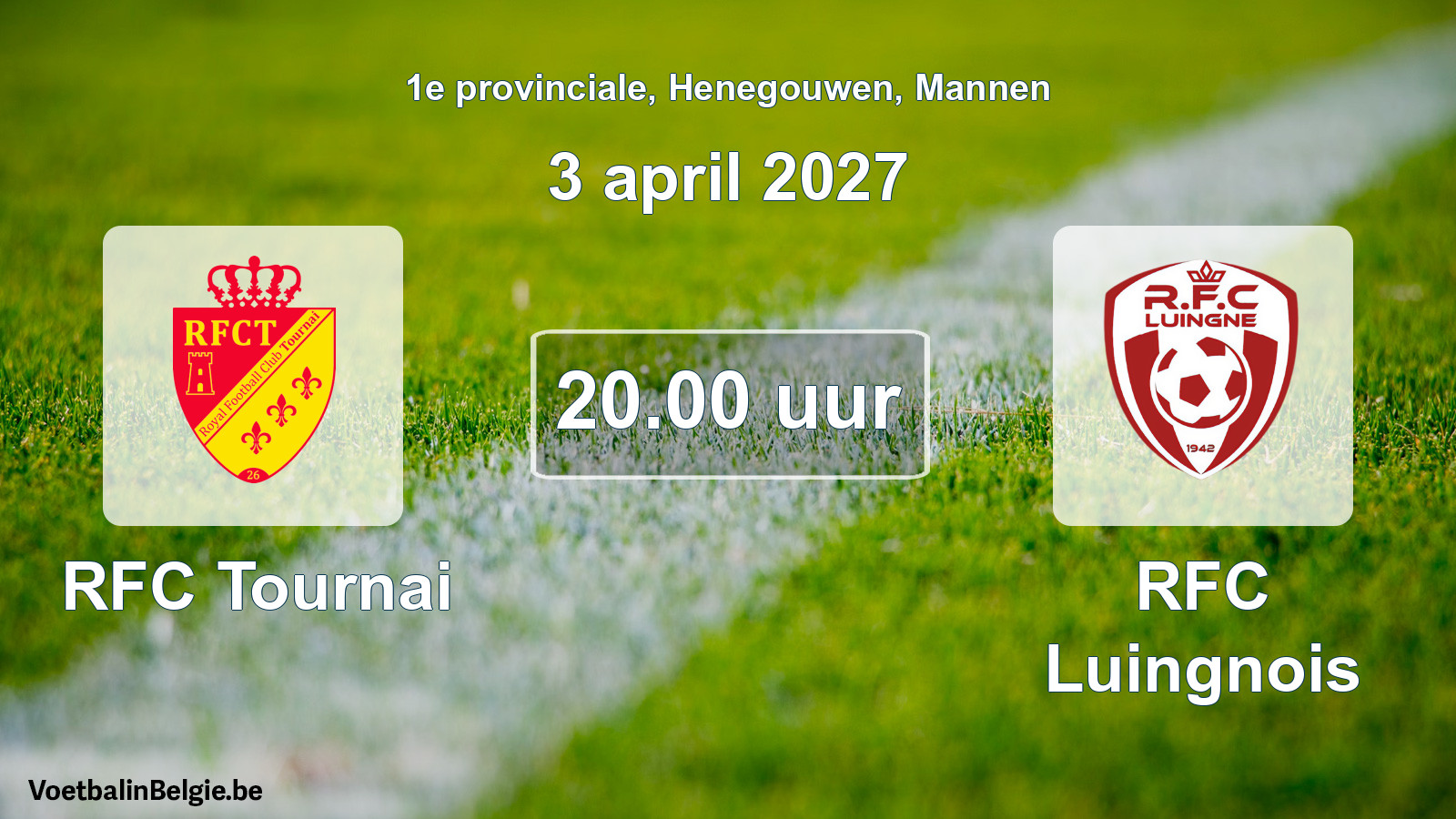 Geplande wedstrijd mannenvoetbal: RFC Tournai - RFC Luingnois (3 april 2027)