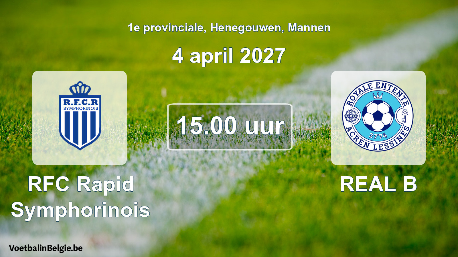 Geplande wedstrijd mannenvoetbal: RFC Rapid Symphorinois - REAL B (4 april 2027)