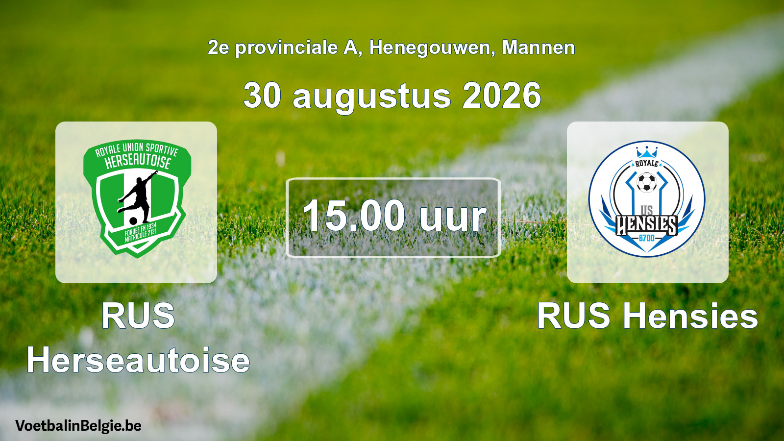 Geplande wedstrijd mannenvoetbal: RUS Herseautoise - RUS Hensies (30 augustus 2026)