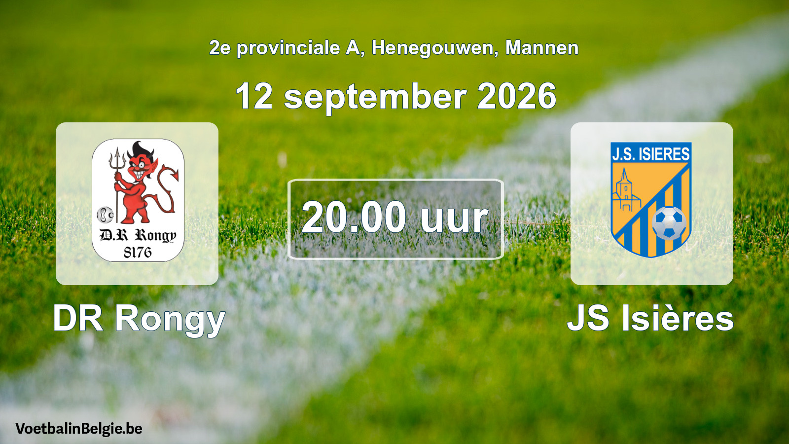 Geplande wedstrijd mannenvoetbal: DR Rongy - JS Isières (12 september 2026)