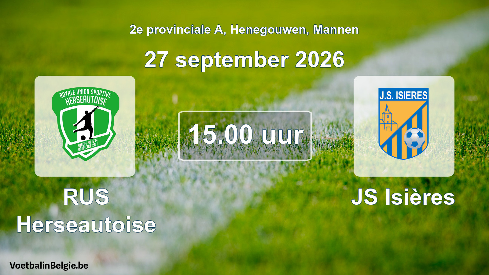 Geplande wedstrijd mannenvoetbal: RUS Herseautoise - JS Isières (27 september 2026)