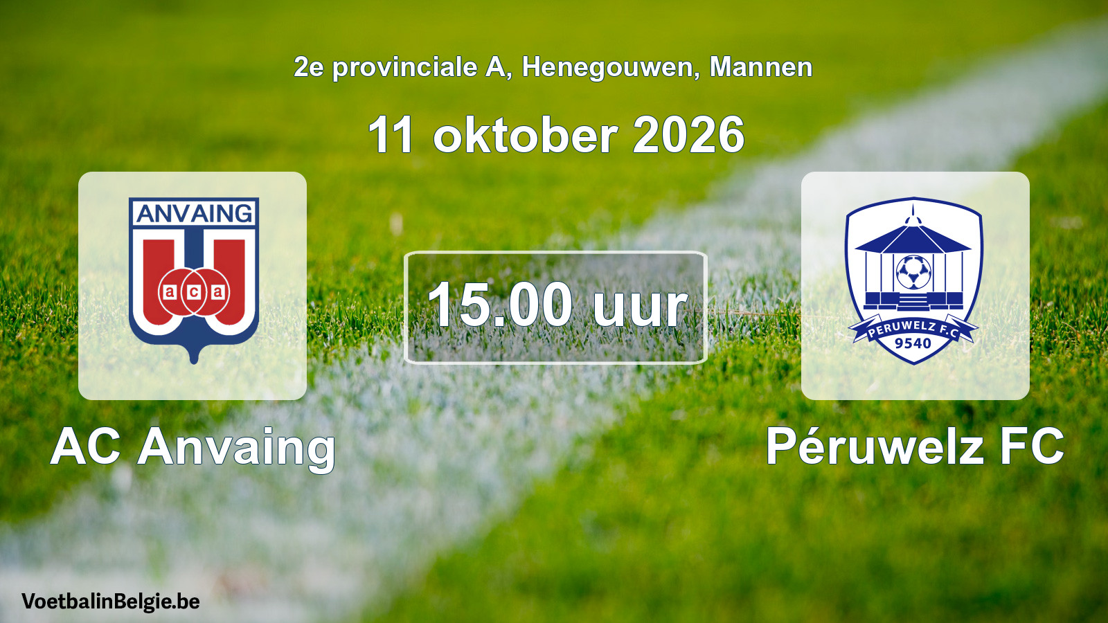Geplande wedstrijd mannenvoetbal: AC Anvaing - Péruwelz FC (11 oktober 2026)