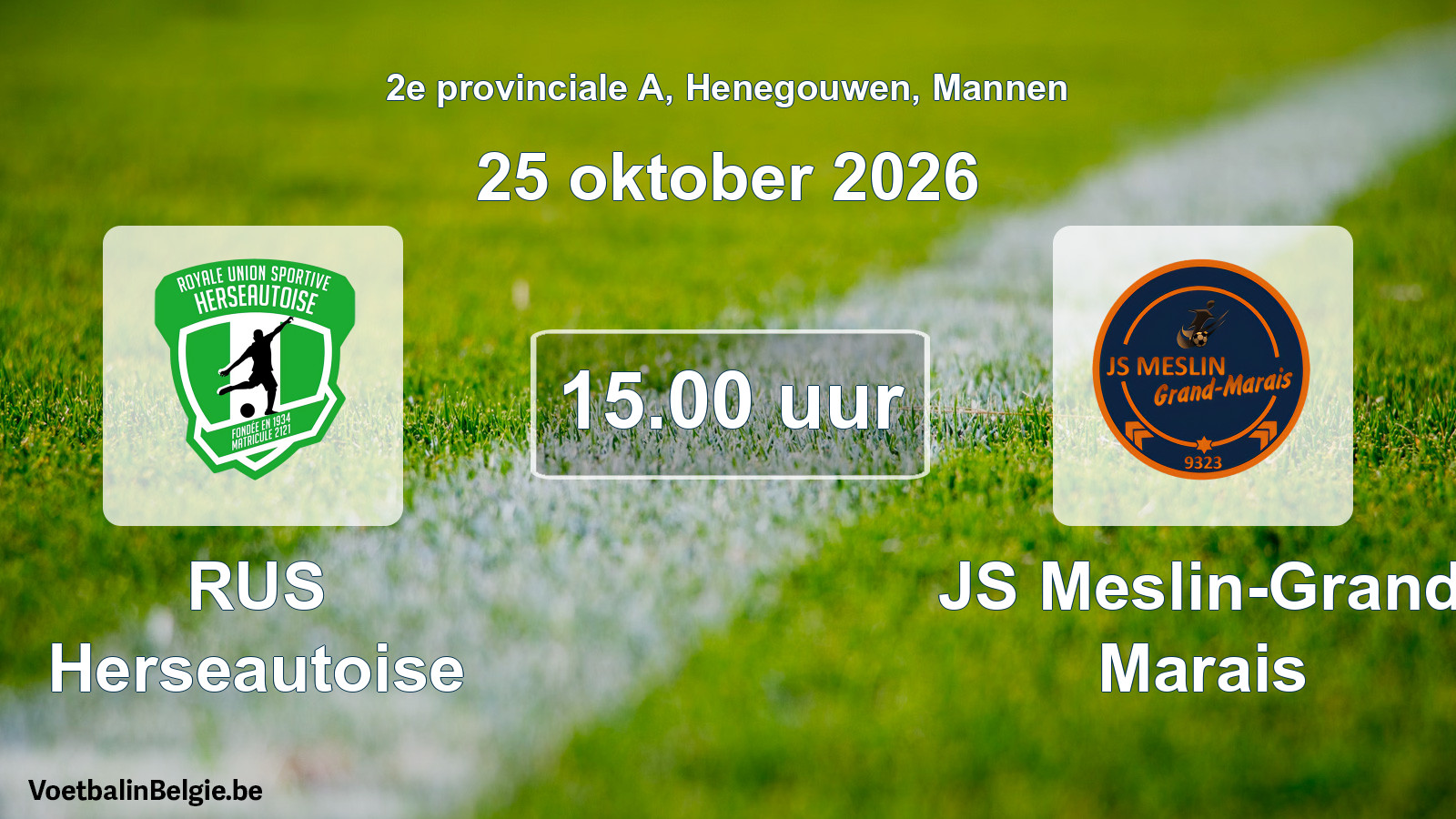 Match prévu football hommes: RUS Herseautoise - JS Meslin-Grand Marais (25 octobre 2026)