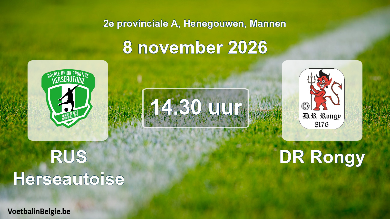 Match prévu football hommes: RUS Herseautoise - DR Rongy (8 novembre 2026)