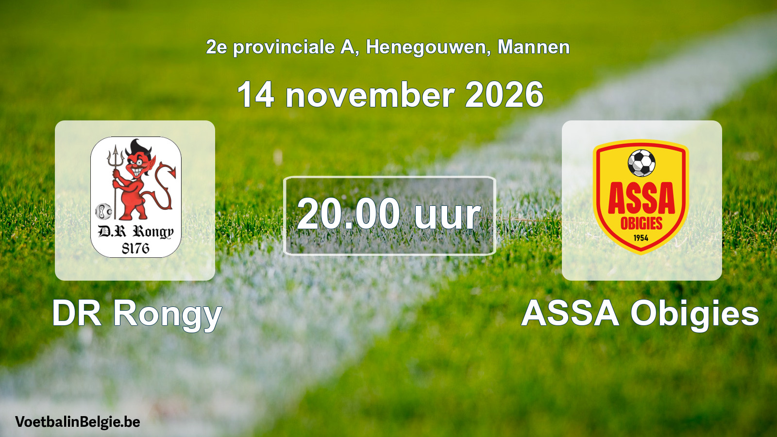 Geplande wedstrijd mannenvoetbal: DR Rongy - ASSA Obigies (14 november 2026)